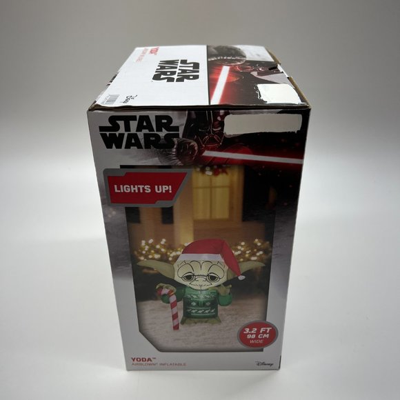 Gemmy Airblown Inflatable Star Wars Yoda Candy Cane LED Light Up 3.2 Feet Tall - Picture 2 of 7
